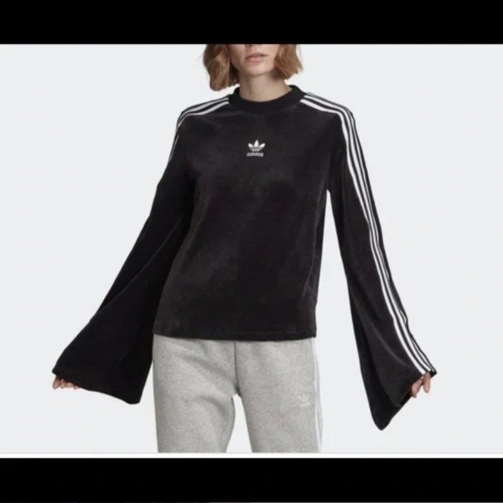 Adidas Velour Flared Sleeve Top